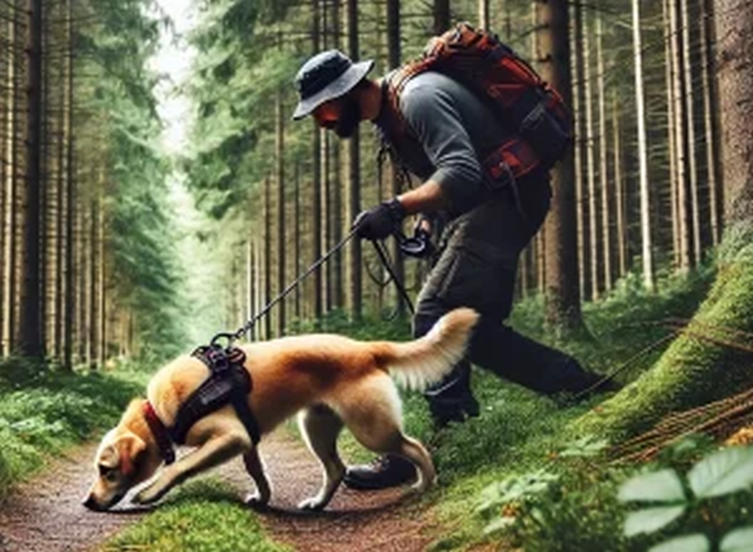 Männer mit Hund im Wald von Kyno-Adventure