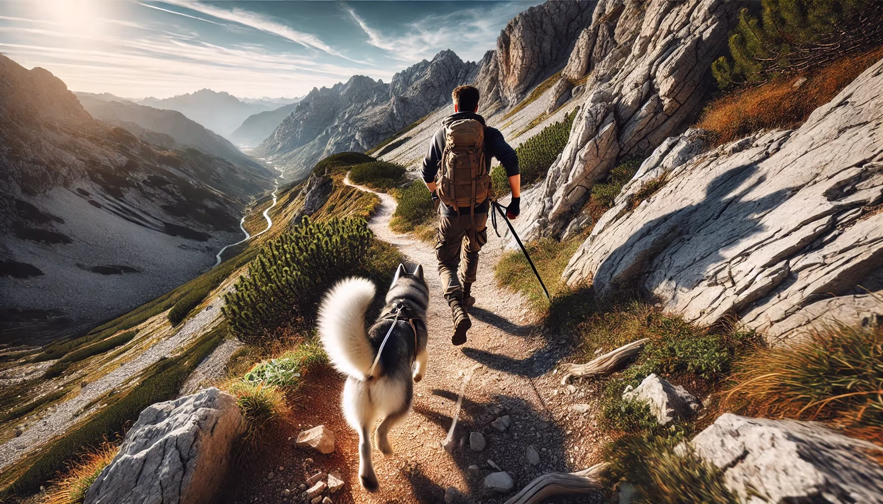 Männer mit Hund im Wald von Kyno-Adventure